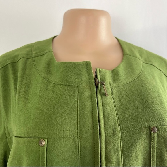3/$30 🍂 JM Collection Women’s Jacket Full Zip Pockets Green Size 14 - Picture 3 of 10